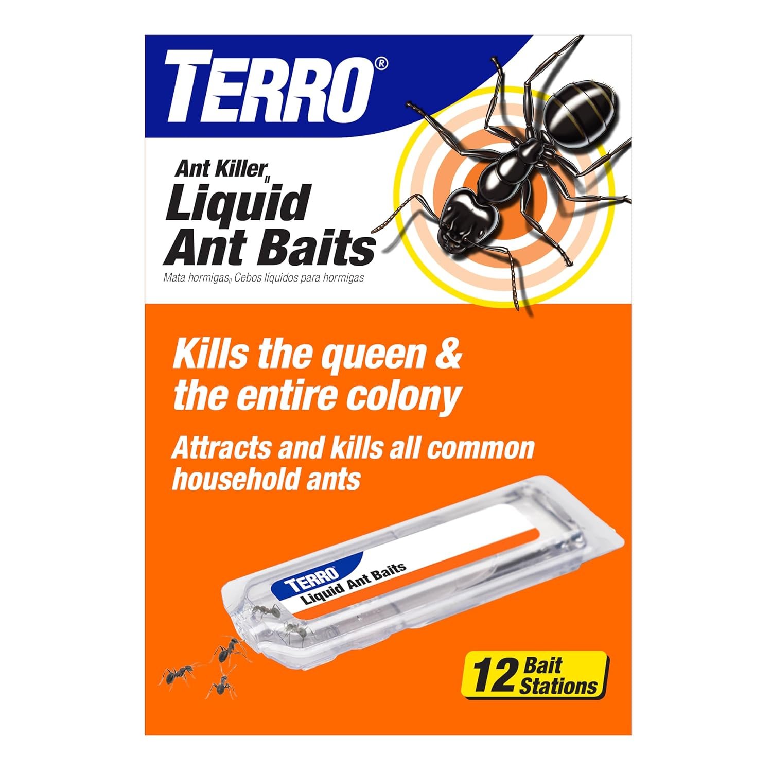 TERRO T300B Liquid Ant Killer Bait Stations 12-Pack – Indoor Ant Traps with Borax Formula, Kills the Queen & the Entire Colony